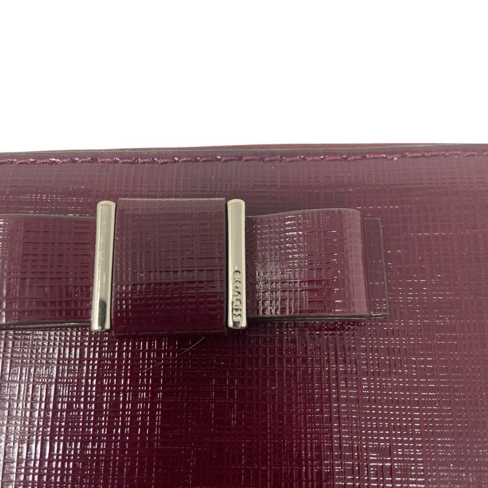 Coach Darcy Burgundy Grosgrain Leather Bow Accordion Zip-Around Wallet Org $275 - Picture 3 of 9
